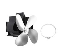 Wall Mounted Fireplace Fan Heat Powered 4 Blade Wood Stove Fan Self Generating No Electricity Needed for Home Fireplaces Camping Outdoor Activities Aluminum Alloy Lightweight (Silver)