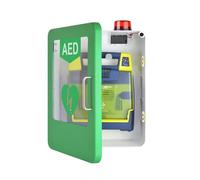 Wall Mounted First Aid AED Defibrillator Storage Cabinet ABS & PC/Alarm System, Rounded Corner Design, for Home, Office, Hospital, Public Places