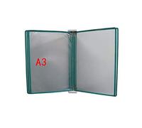 Wall Mounted Flip Book Display with 5 Panels & 10 Pockets for Document, Art, and Photo Organization in Home, Office, and Classroom