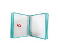 Wall Mounted Flip Book Display with Multiple Panels and Pockets for Document Organization and Storage