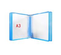 Wall Mounted Flip Book Display with Multiple Panels and Pockets for Document Organization and Storage Solution