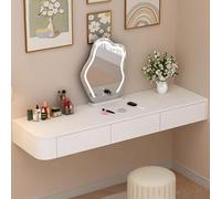 Wall Mounted Floating Desk - Multi-Purpose Dressing Table & Corner Makeup Station for Bedroom/Bathroom - Stylish White Finish (160cm/63in)