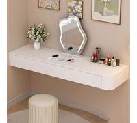 Wall Mounted Floating Desk - Multi-Purpose Dressing Table & Makeup Station Corner Desk for Bedroom & Bathroom (White 63in/160cm)