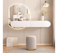 Wall Mounted Floating Desk Multifunctional Makeup Vanity Table with 2 Drawers Space Saving Corner Dressing Table for Bedroom Hidden Storage Solution Stylish & Practical