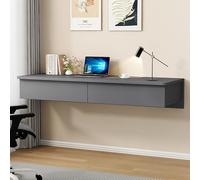 Wall-Mounted Floating Desk with Ders - Space-Saving Wooden Writing Table for Home Office, Study, or Bedroom - Slish Grey 100cm/39in Design