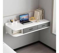 Wall-Mounted Floating Desk with Drawers Makeup Vanity for Bedroom Open Storage Cabinet Computer Desk for Home Office (120 x 40 cm / 47 x 16 inches)