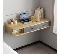 Wall-Mounted Floating Desk with Drawers - Modern Makeup Vanity & Space-Saving Computer Writing Station for Bedroom, Stylish Open Storage Cabinet, Elegant Home Office Solution
