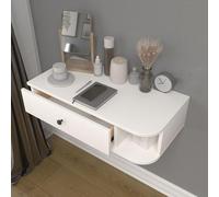 Wall-Mounted Floating Makeup Drawers - Modern Space-Saving Vanity Table & Wood Shelf for Bedroom & Bathroom - Stylish Small Dressing Table (80x40x16cm)