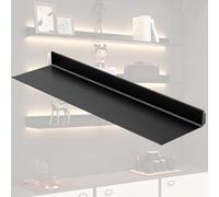 Wall-Mounted Floating Shelves with Invisible Brackets & LED Strip Lights, Protective Front Guard Bookshelf for Bedroom, Bathroom, Living Room, Kitchen (Gray, 60x20x6cm)