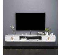 Wall-Mounted Floating TV Shelf Cabinet for Living Room - Large Media Unit with Storage Drawers, Modern High Gloss Console for TVs Up to 65 Inches, Stylish Home Entertainment Solution