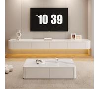 Wall Mounted Floating TV Stand, 140cm Media Console with Drawers, Stylish White TV Cabinet for Large TVs, Space-Saving Storage Solution (55.1 Inches)
