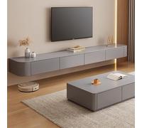 Wall-Mounted Floating TV Stand - Contemporary Media Console with Storage Cabinets, Large Gray Entertainment Center for Living Room & Bedroom, Farmhouse Style (300CM)