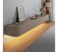 Wall Mounted Floating TV Stand - Modern Media Console with Doors Spacious Storage Cabinet for Living Room & Bedroom Contemporary Farmhouse Design with LED Lights (Khaki 220CM)