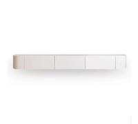 Wall Mounted Floating TV Stand - Solid Wood Entertainment Center with Large Storage Hollow Back Design Silent Slide Rail Reserved Threading Hole for Living Room & Bedroom (White 140x24)