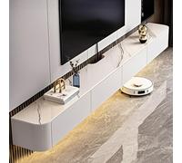 Wall-Mounted Floating TV Stand - Stylish Media Console with Doors, Spacious Storage Cabinet for Living Room & Bedroom, Modern Farmhouse Design (260CM, Pattern)
