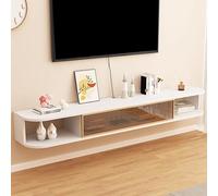 Wall Mounted Floating TV Stand with 2 Open Compartments & 1 Flip Drawer, Stylish Entertainment Center Storage for Living Room, Bedroom & Office