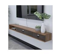 Wall Mounted Floating TV Unit with 2 Doors, Modern Entertainment Media Console & Shelves for Living Room - Stylish Floating TV Cabinet (Bruin, Small)