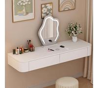 Wall Mounted Floating Vanity Desk with Drawer Multi Purpose Makeup Station & Corner Desk for Bedroom & Bathroom Stylish White 39.4in Dressing Table (3 100cm)