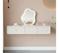 Wall Mounted Floating Vanity Table, Space-Saving Dressing Storage Cabinet for Bedroom and Bathroom