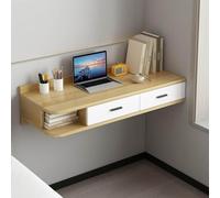 Wall-Mounted Floating Vanity with Drawers Computer Desk Makeup Table for Bedroom Open Storage Furniture Compact Design (120 x 40 cm / 47 x 16 in)