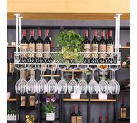 Wall-Mounted Floating Wine Glass Rack - Stylish Metal Wine Bottle Holder & Stemware Storage Shelf for Kitchen, Bar, Dining Room - Elegant White Design (24 x 10 inches)