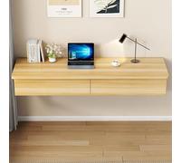 Wall-Mounted Floating Writing Desk - Space-Saving Makeup Table for Bedroom & Living Room us Design Study Table Natural Wood Finish (100x40cm/39x16in)