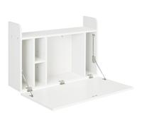 Wall Mounted Fold-Down Desk White 77x20x51cm Particle Board Storage Shelf Modern