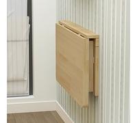 Wall Mounted Fold Down Table, Small Space Saving Floating Desk, Solid Wood Folding Computer Desk, Drop-Leaf Wall Mounted Table for Dining, Study, Kitchen, Dinner, Laundry, Bar Etc