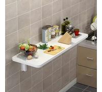 Wall-Mounted Fold Down Table, Space-Saving Floating Desk & Drop Leaf Dining Table for Kitchen, Heavy-Duty Foldable Shelf (White, 110x30cm/44x12in)