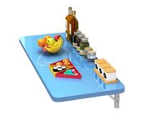 Wall Mounted Fold Down Table Space Saving Floating Folding Shelf Collapsible Workbench for Kitchen & Dining Room Blue (90x30cm/35x12in) - Versatile Easy Install