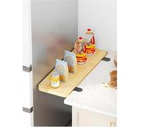 Wall-Mounted Fold Up Table, Ergonomic Desk Extender Tray for Home, Office, Dining Room, Kitchen - Punch-Free Clamp On, Wooden Design