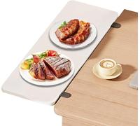 Wall-Mounted Fold Up Table, Ergonomic Desk Extender Tray for Home, Office, Dining Room, Kitchen - Punch-Free Clamp On, Wooden Design