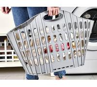 Wall-Mounted Foldable Laundry Basket, Multi-Compartment Storage Box, Square Design, White