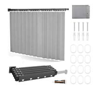 Wall Mounted Foldable Shower Curtain Rod Set, 1.8m × 2m Waterproof Grey Shower Curtain, No-Drilling, 5-Fold Multi-Angle Folding Wall-Mounted Corner Rod, for Small Bathrooms, Changing Rooms, RVs