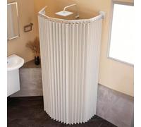 Wall Mounted Foldable Shower Curtain RodAluminum SpaceSaving Solution for Small Bathrooms & Changing Rooms Easy to Install 2Fold Design