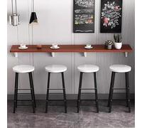 Wall Mounted Folding Bar Table - Wooden Floating Dining Desk for Kitchen, Laundry & Office - Narrow Long Hanging Workbench (35.4"x15.7", Brown)