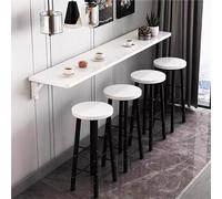 Wall Mounted Folding Bar Table - Wooden Floating Dining Desk for Kitchen, Office & Laundry - Space-Saving 27.5x11.8 Inch Narrow Workbench in White