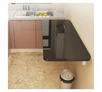 Wall mounted Folding Breakfast Bar Table for Small Spaces Drop Leaf Dining and Work Desk Home Office Laundry Room Black 30x100cm