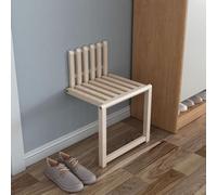 Wall Mounted Folding Chair - Solid Wood Entryway Shoe-Change Stool with Support Legs, Holds 340lb - Ideal for Balcony, Living Room, or Shower