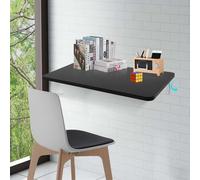 Wall Mounted Folding Desk 24x16 Inch, Black Drop Leaf Table for Small Spaces, 55lbs Capacity, Ideal for Home Office & Study, Space-Saving Computer Workstation