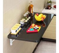 Wall-Mounted Folding Desk, Compact Console Shelf with 2 Brackets, Nightstand Storage nizer, Space-Saving Black Desk (90x40cm) for Home Office & Small Spaces