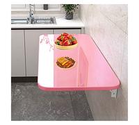 Wall Mounted Folding Desk - Compact Drop Leaf Table for Small Spaces Floating Design for Laundry Room Study or Bedroom 60x50cm/24x20in Stylish Pink Finish
