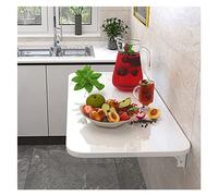 Wall Mounted Folding Desk - Space-Saving Drop Leaf Table for Small Areas Floating Table for Laundry Room Study Bedroom - 90x40cm/35x16in Elegant White Finish