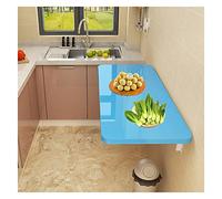 Wall Mounted Folding Desk Space Saving Drop Leaf Table for Small Rooms Compact Floating Desk for Laundry Study Bedroom 70x30cm/28x12in Blue
