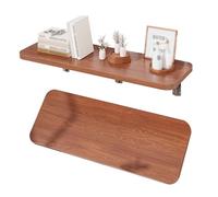 Wall-Mounted Folding Desk Space-Saving Floating Laundry Table for Home Office Studio & Kitchen Workbench Walnut Finish 40 x 30 cm