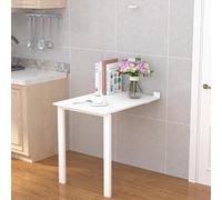 Wall-Mounted Folding Dining Table - 42"x24" Flip-Up Drop-Leaf Desk for Kitchen Office Laundry Room - Space-Saving Wood Table with Support Legs (White 100x60cm)