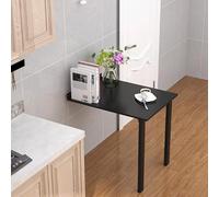 Wall-Mounted Folding Dining Table - Flip-Up Drop-Leaf Desk for Study Kitchen or Office - 42"x24" Space-Saving Wood Table with Support Legs (Black)