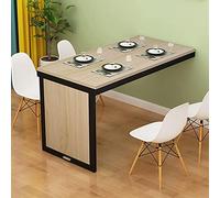 Wall Mounted Folding Dining Table for Small Spaces - Convertible MDF Desk for Office Bedroom Kitchen - Modern White & Black Design 80x60cm Space-Saving Solution