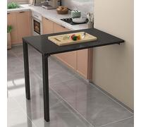 Wall Mounted Folding Dining Table Space Saving Drop Down Workbench with Metal Shelf Brackets 80x60cm (32x24in) Multifunctional Wall Table for Small Spaces