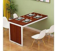 Wall Mounted Folding Dining Table - Space-Saving Invisible Table with Straight Handle Ideal for Kitchen Dining Room Bedroom & More (Color: Teak & White)